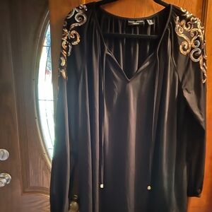 Susan Graver Artisan Liquid Knit Peasant Blouse with Keyhole